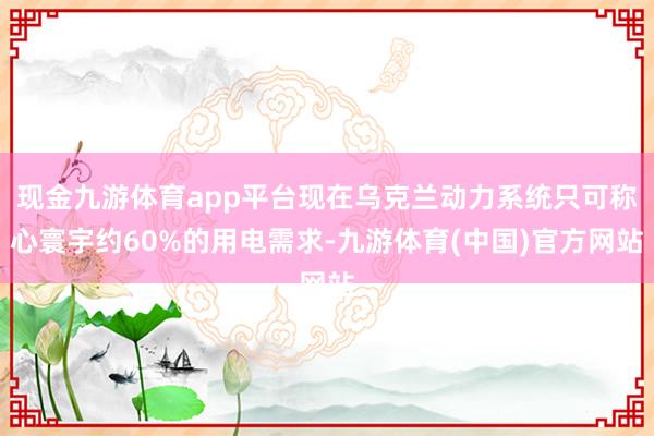 现金九游体育app平台现在乌克兰动力系统只可称心寰宇约60%的用电需求-九游体育(中国)官方网站